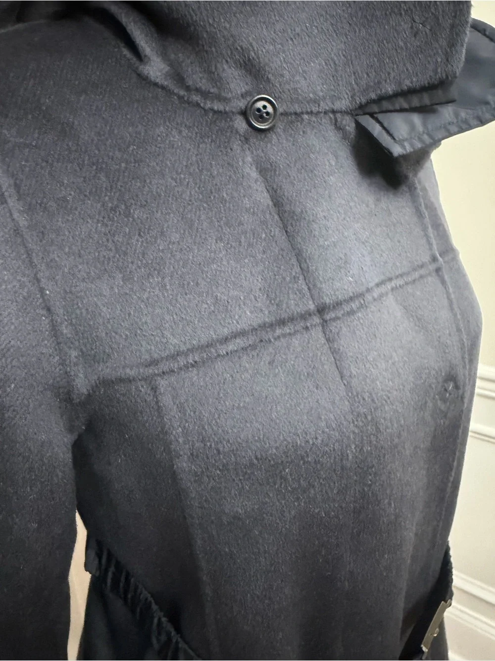 S Max Mara Gray Angora & Virgin Wool Hooded Coat - Hand Sewn - Size US 2